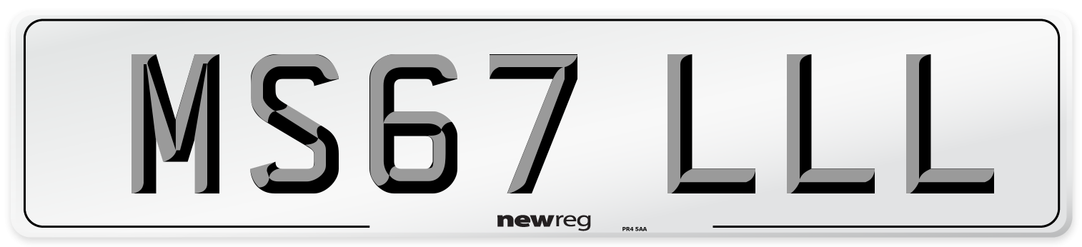 MS67 LLL Number Plate from New Reg